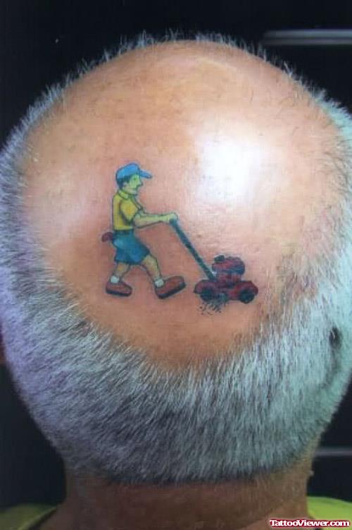 Bald Head Funny Tattoo