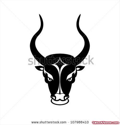Awesome Black Ink Bull Head Tattoo Design