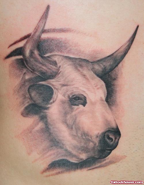 Realistic 3d Bull Head Tattoo