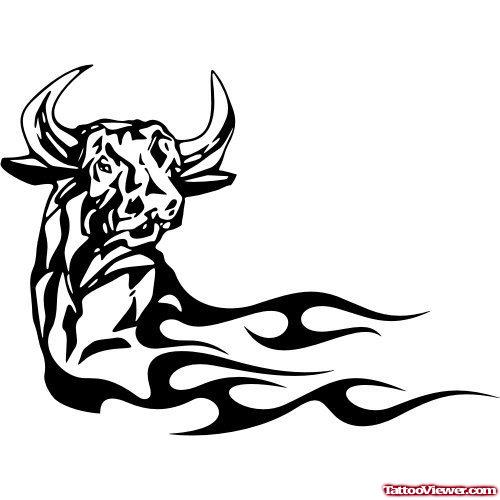 Amazing Tribal Bull Head Tattoo Design