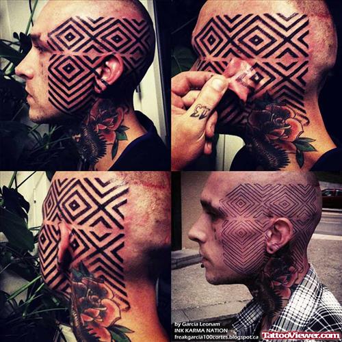 Amazing Black Ink Head Tattoos