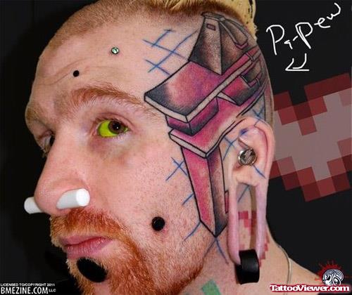 Color Ink Tron Head Tattoo For Men