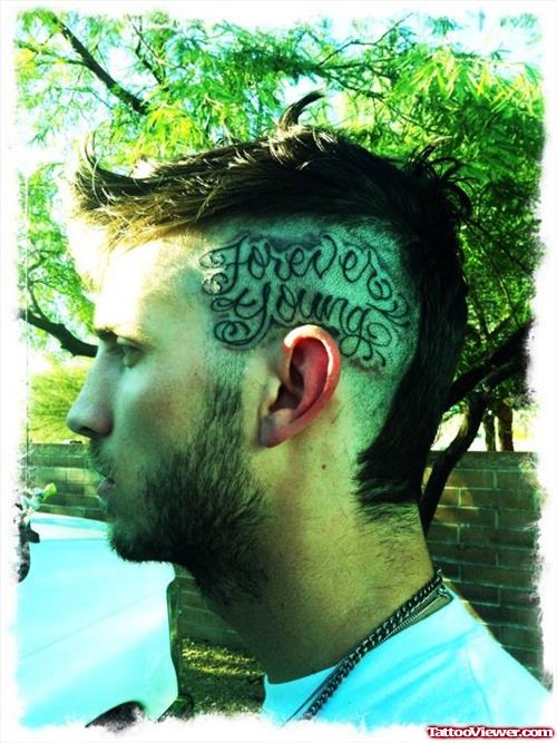 Forever Young Head Tattoo For Men