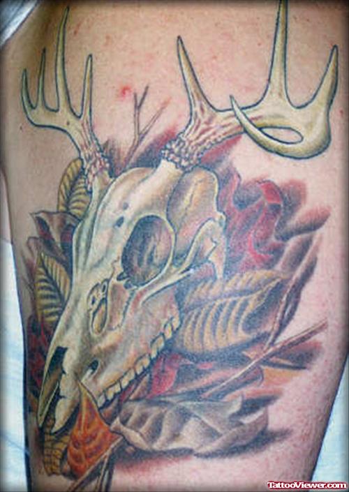 Deer Skull Head Tattoo
