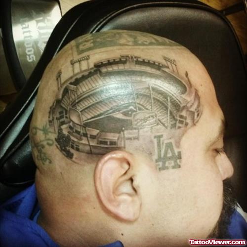 Dodger Stadium Head Tattoo