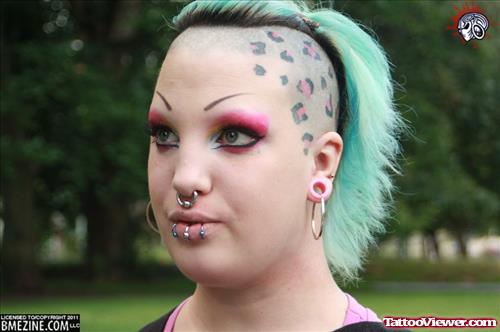 Colored Leopard Print Head Tattoo For Women