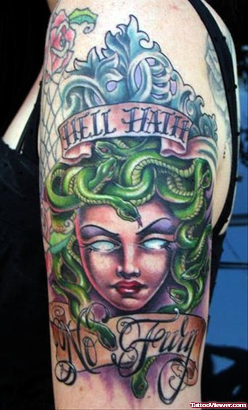 Color Ink Medusa Head Tattoo
