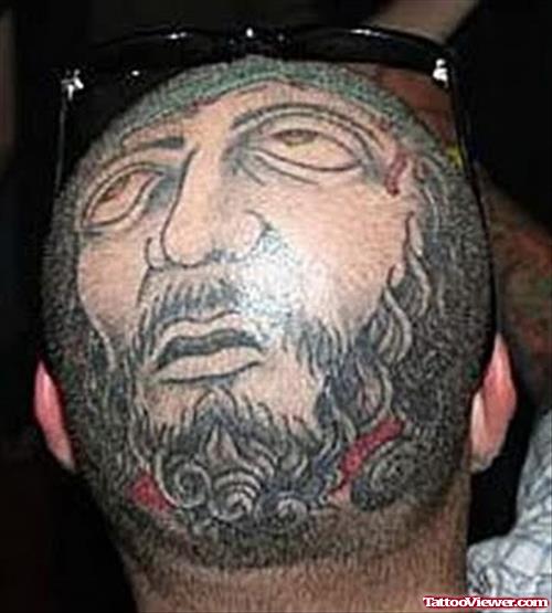 Face Tattoo On Head Of Man