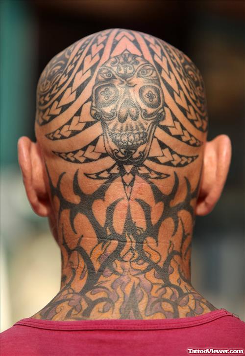 New Design Skull Tattoo On Head