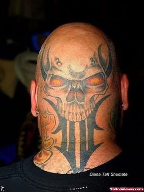Scary Tattoo On Back Head