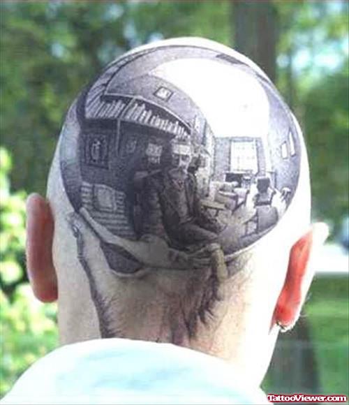 Elegant Tattoo On Head