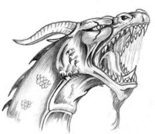 Angry Dragon Head Tattoo Design