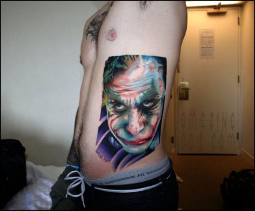 Amazing Colored Joker Head Tattoo