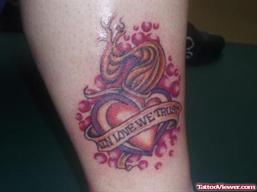 Cool Sacred Heart Tattoo On Leg