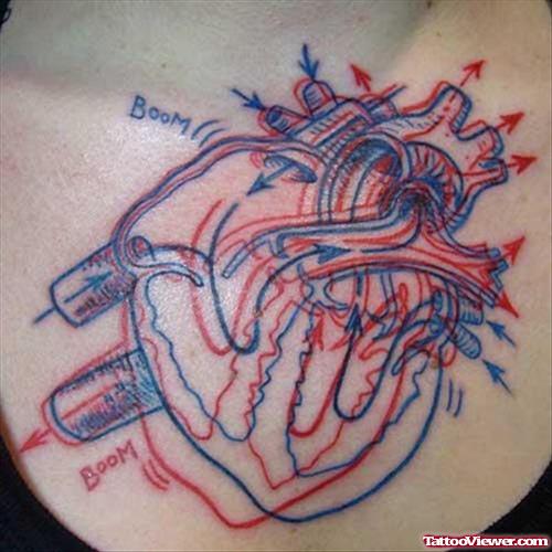 Outline Heart Tattoo On Chest
