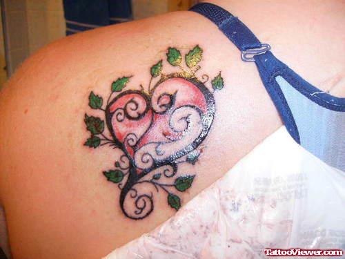 Left Back SHoulder Heart Tattoo