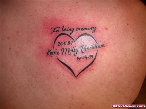 In Loving Memory Heart Tattoo On Back Shoulder