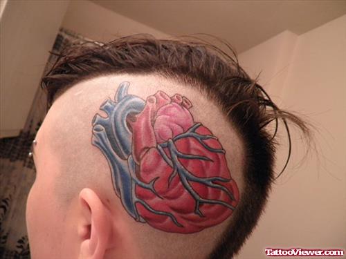 Human Heart Tattoo On Head