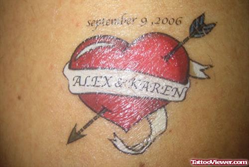 Banner And Arrow Heart Tattoo
