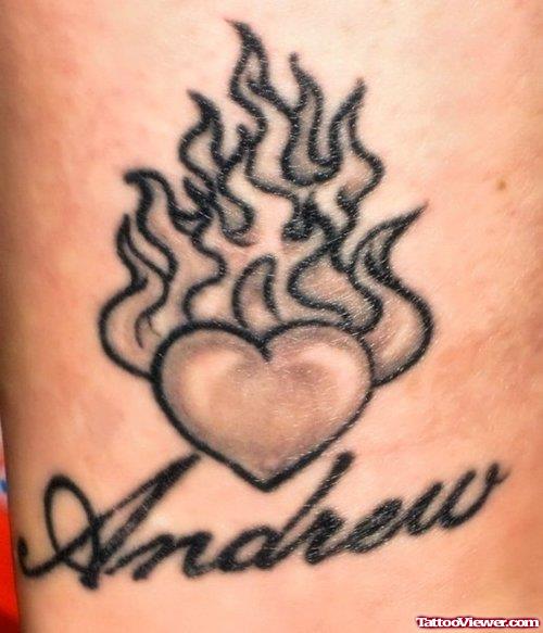 Andrew Flaming Heart Tattoo