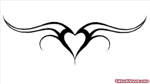 Tribal Black Heart Tattoo Design