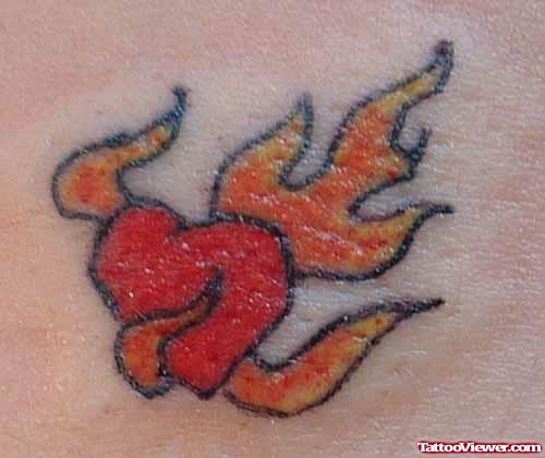 Flaming Red Heart Tattoo