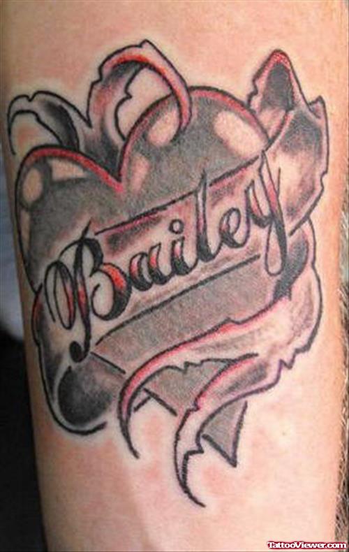 Bailey Banner and Heart Tattoo