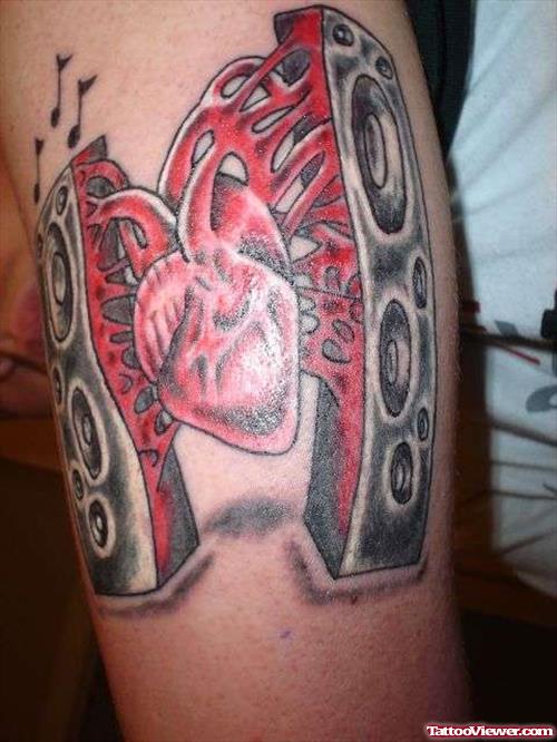 Speakers And Heart Tattoo
