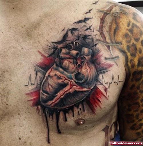 Man Chest Heart Tattoo