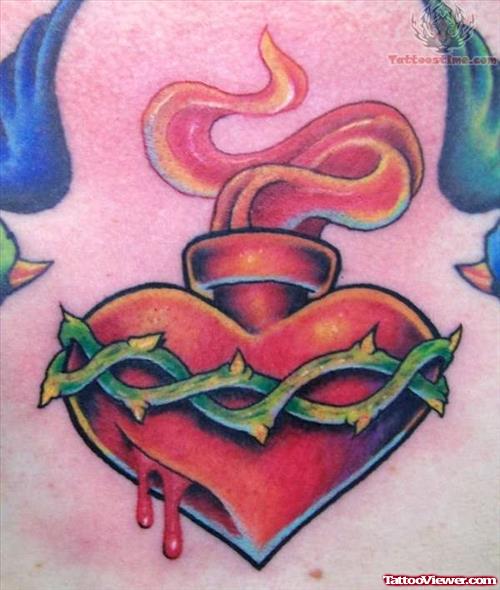 Burning Red Heart Tattoo