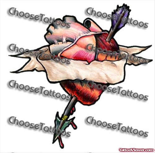Banner And Heart Tattoo Design