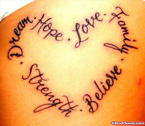 Words Heart Tattoo On Side