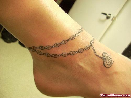 Rosary Heart Tattoo On Leg