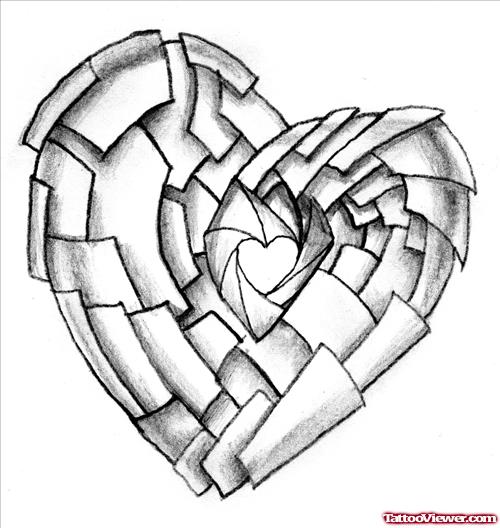 Grey Ink Shutter Heart Tattoo Design
