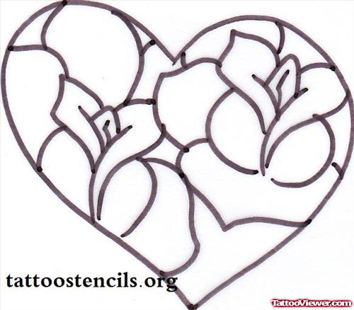 Flowers Heart Tattoo Design