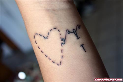 Stitched Heart Tattoo On Wrist