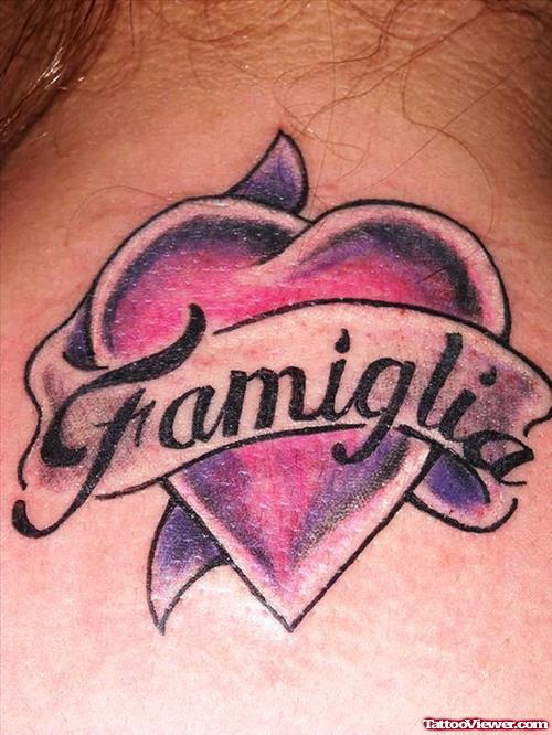 Famiglia Banner and Heart Tattoo