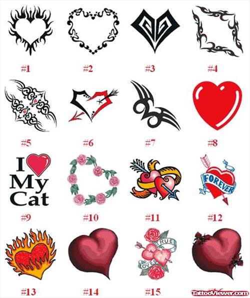 Classic Colored Heart Tattoos Designs
