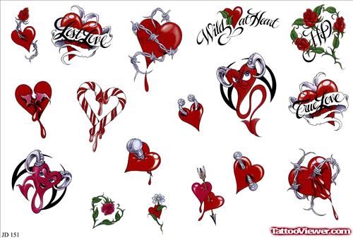Red Hearts Tattoos Designs