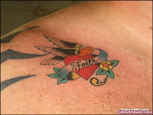 Heart Tattoo On Upper SHoulder