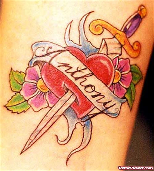 Best Banner And Dagger Heart Tattoo