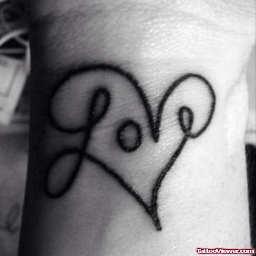 Awesome Love Heart Tattoo On Wrist