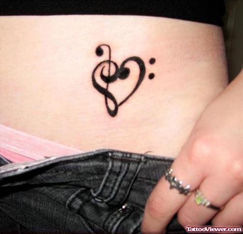 Music Heart Tattoo On Hip