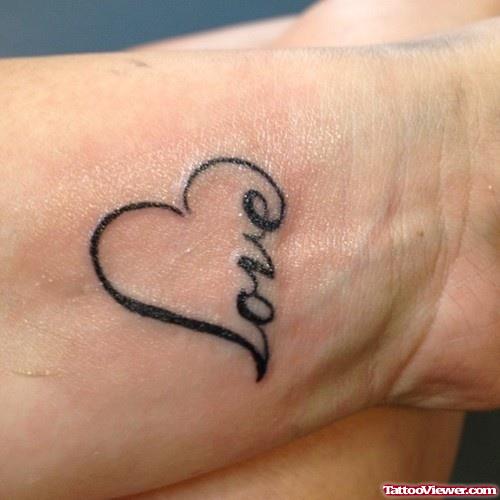 Love Heart Tattoo On Left Wrist
