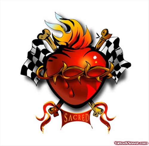 Sacred Red Heart Tattoo Design