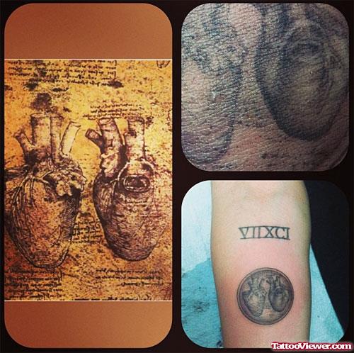 Roman Numerals And Heart Tattoo Design