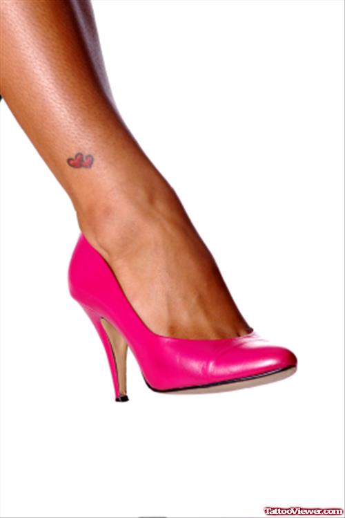 Tiny Red Heart Tattoos On Ankle