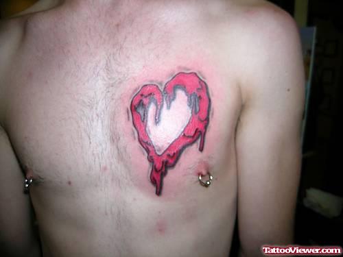 Melting Heart Tattoo On Chest