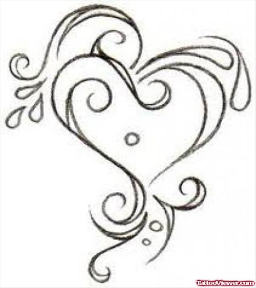 Inspiring Black Tribal Heart Tattoo Design