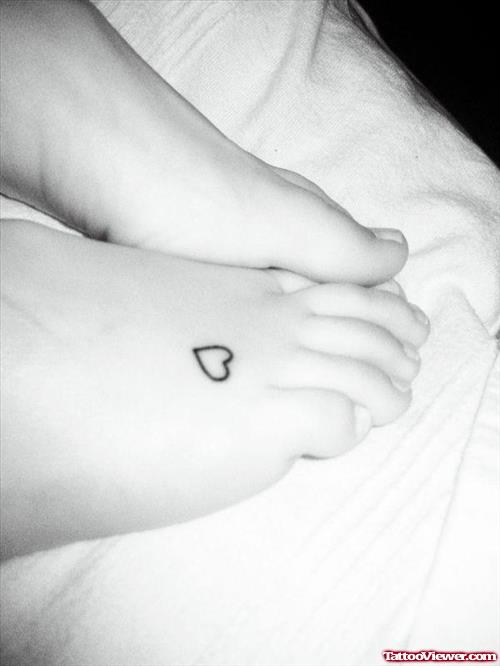 Awesome Tiny Heart Tattoo On Right Foot